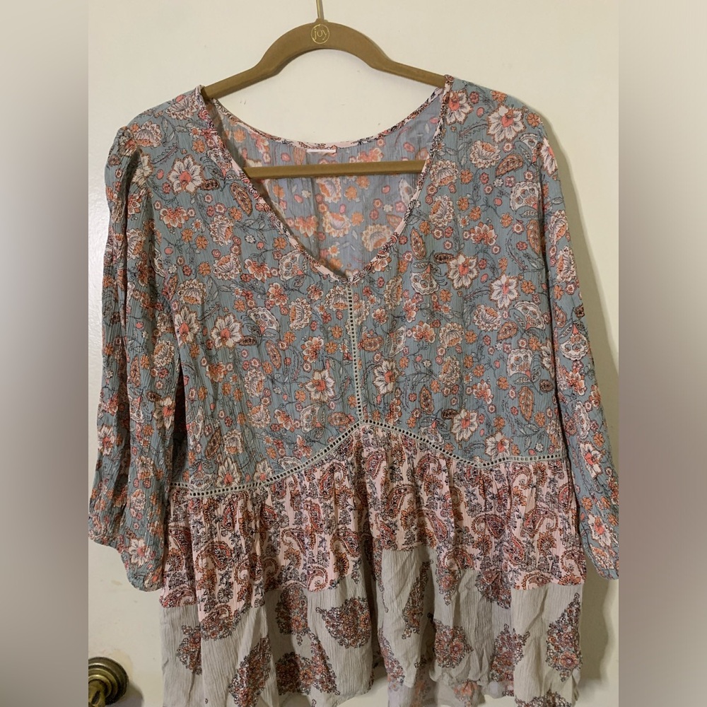 GREEN BOHO BLOUSE M/L